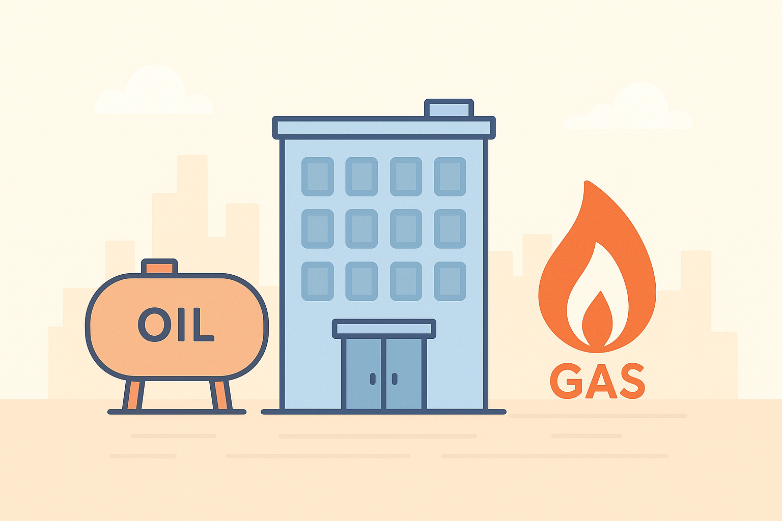 oil vs gas commercial heating plant room